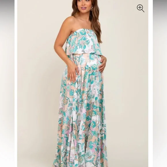 reputable bridesmaid dresses online Hot Pink Striped Strapless Maternity Maxi Dress